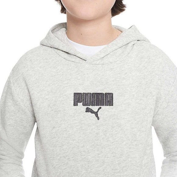 Puma Heather Gray Logo Hooded Sweatshirt, Kids Size Large (14/16). - Picture 3 of 11